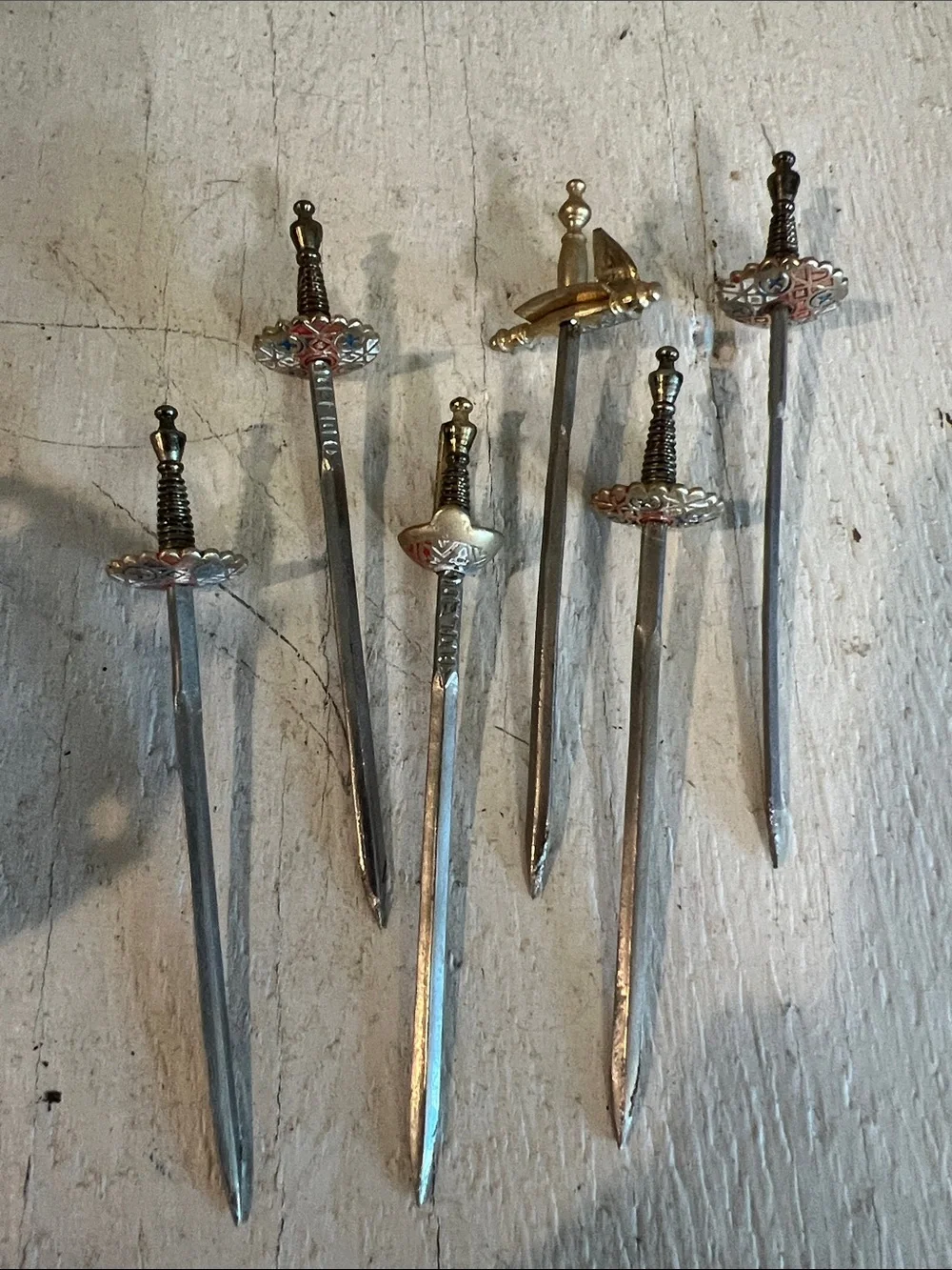 Vintage Mid-Century Barware Decorative Skewer Stand with Sword Picks -